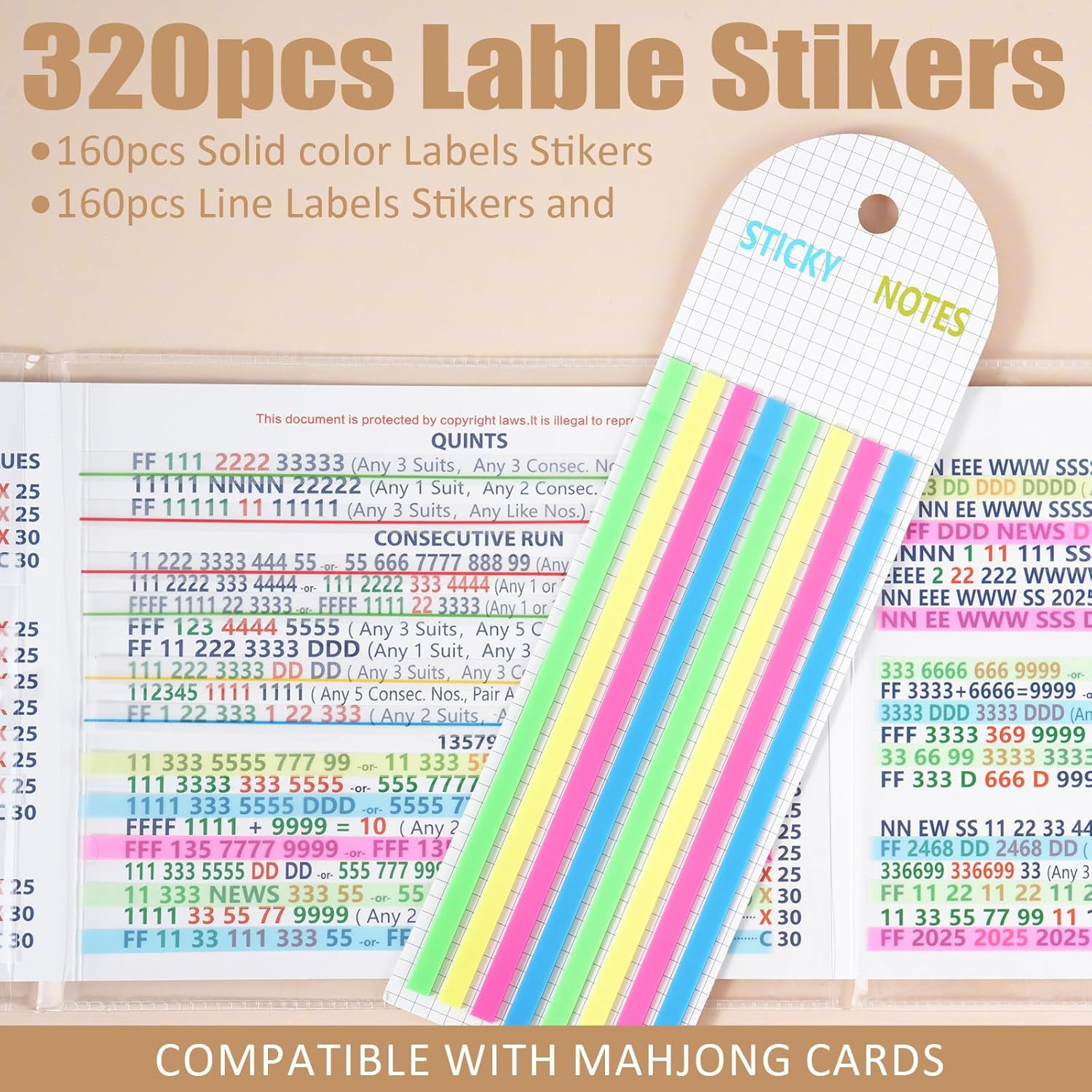 320 Pcs Mahjong Card Line Finder Highlighter Tape, Mahjong Line Highlighter Stri