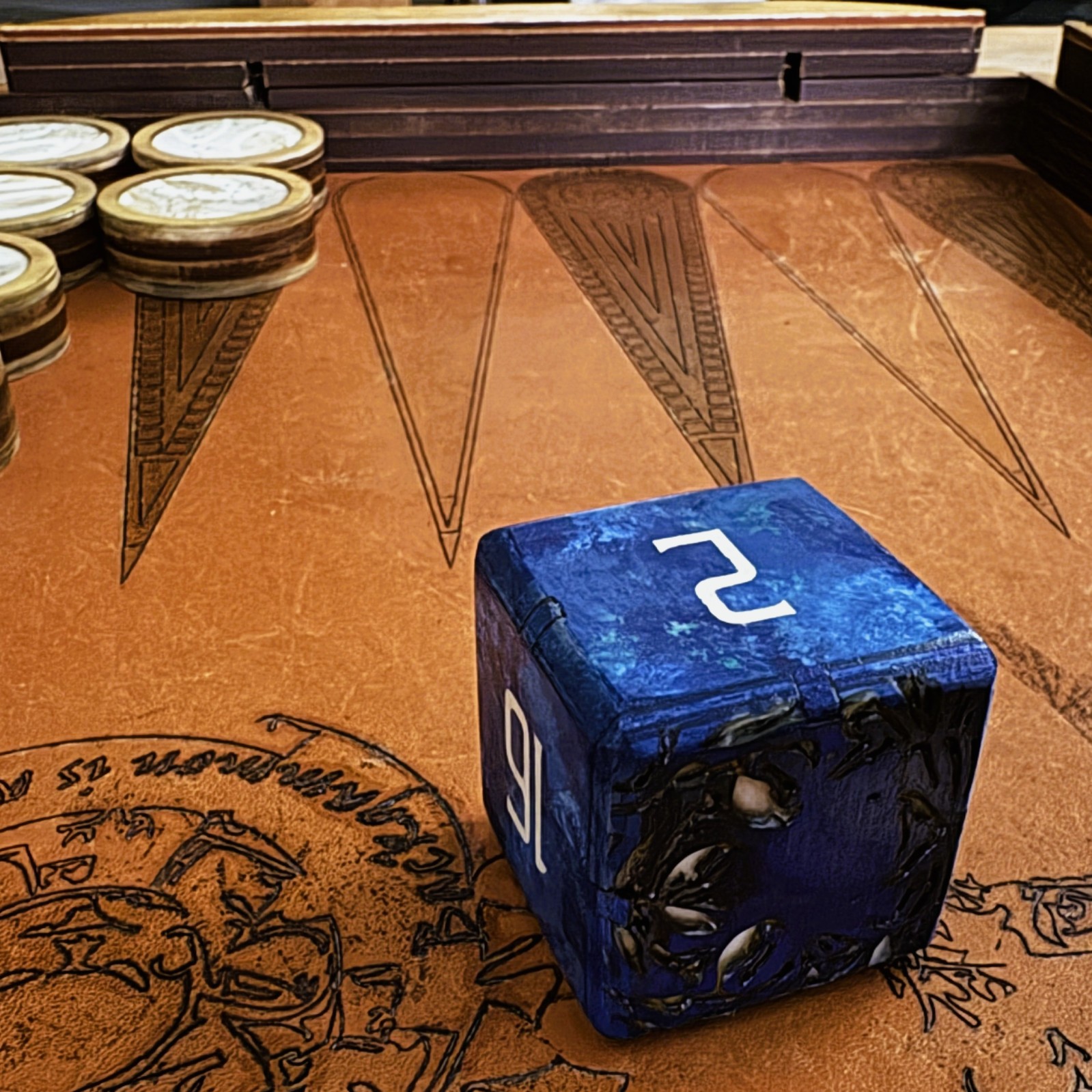 Blue Bengal – Deep Blue Roar – Backgammon Doubling Cube 36mm
