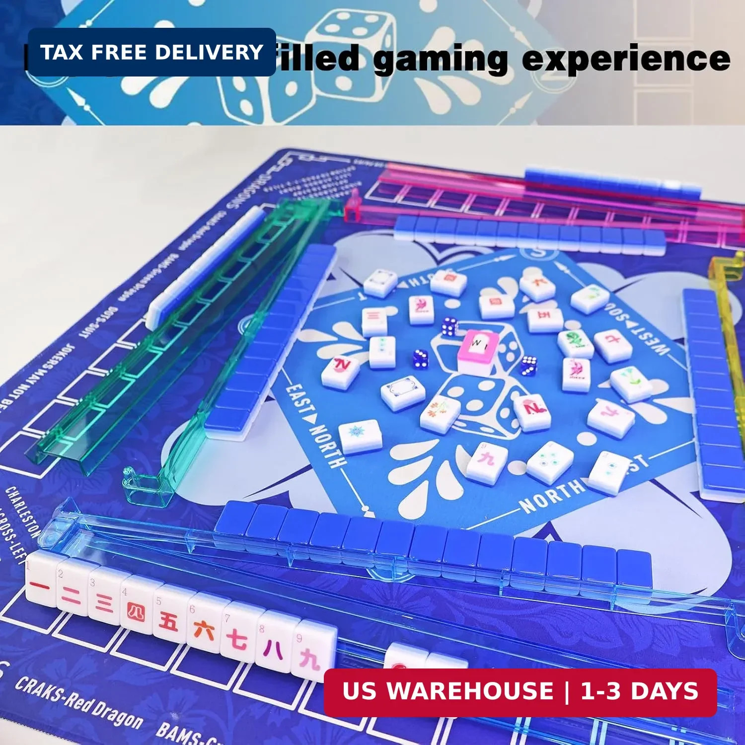 Game Set, Portable Carrying Bag,Acrylic 160 Tiles,Western Mahjong Tiles Set,Comp