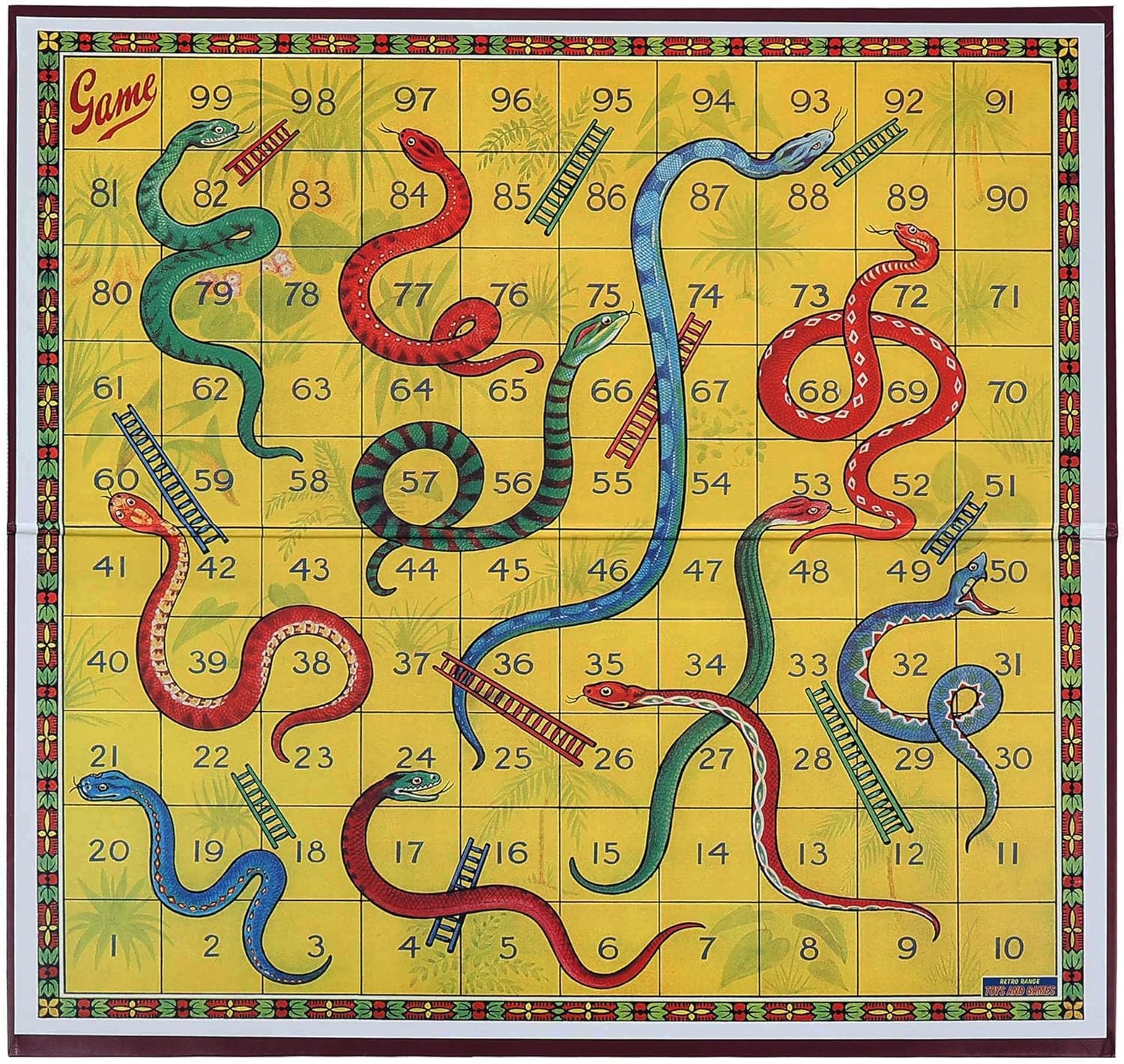 Classic Snakes and Ladders Board Game – Foldable Family Board Game with Dice …