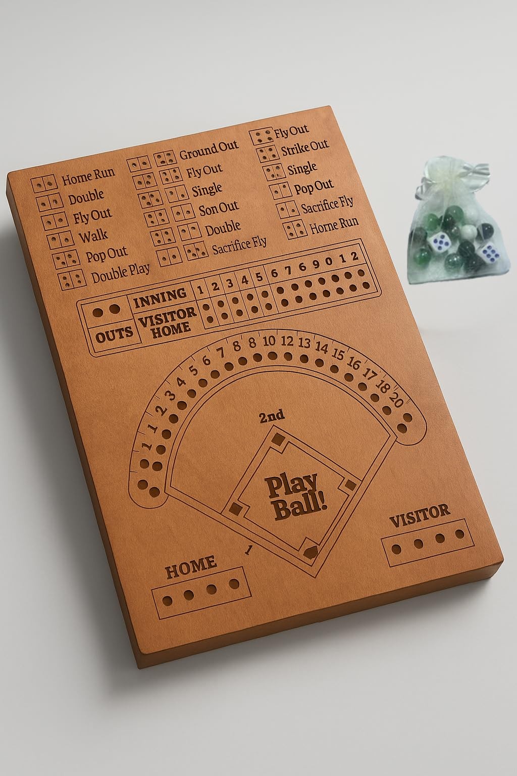Baseball Dice Board Game – Baseball Dice Game Wood Board – Wooden Baseball Bo…