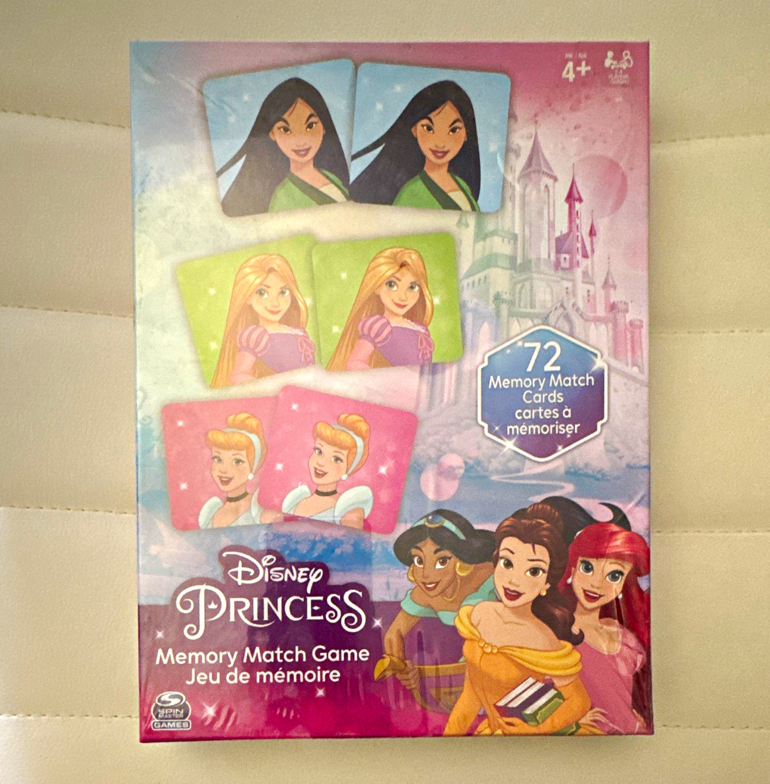 Disney Princess Memory Match Card Game 72 Cards 2-4 Players Ages 4+ 6044398