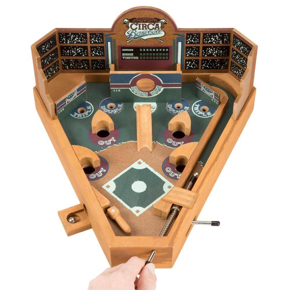 Tabletop Baseball Pinball Game Durable Wood MDF Metal 2-Balls 13″L x 12.25″W