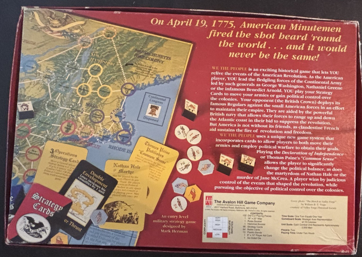 We the People – the American Revolution – Vintage Avalon Hill board game,