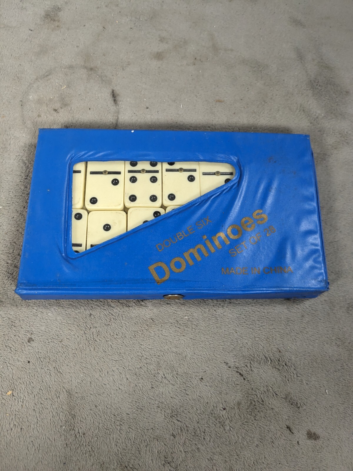 Vintage Supreme Double Six Dominoes – 28 Dominoes in Blue Vinyl Case