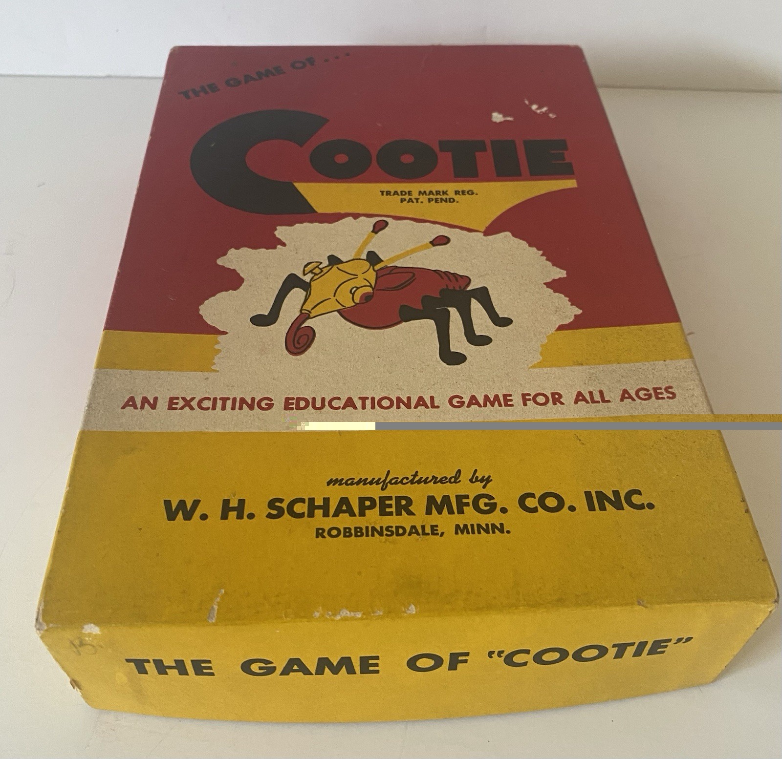 Vintage 1949 The GAME OF COOTIE Original Pieces Box Schaper 100% Complete