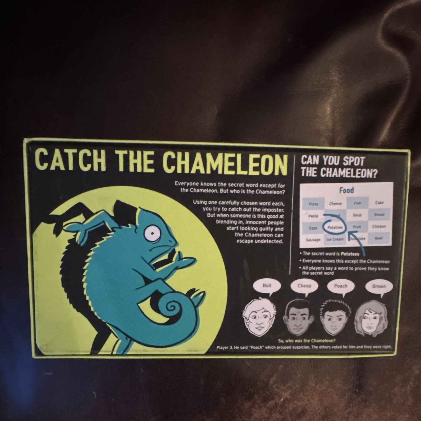 Big Potato Catch the Chameleon Card Game Word Strategy 3+ Players Ages 14+