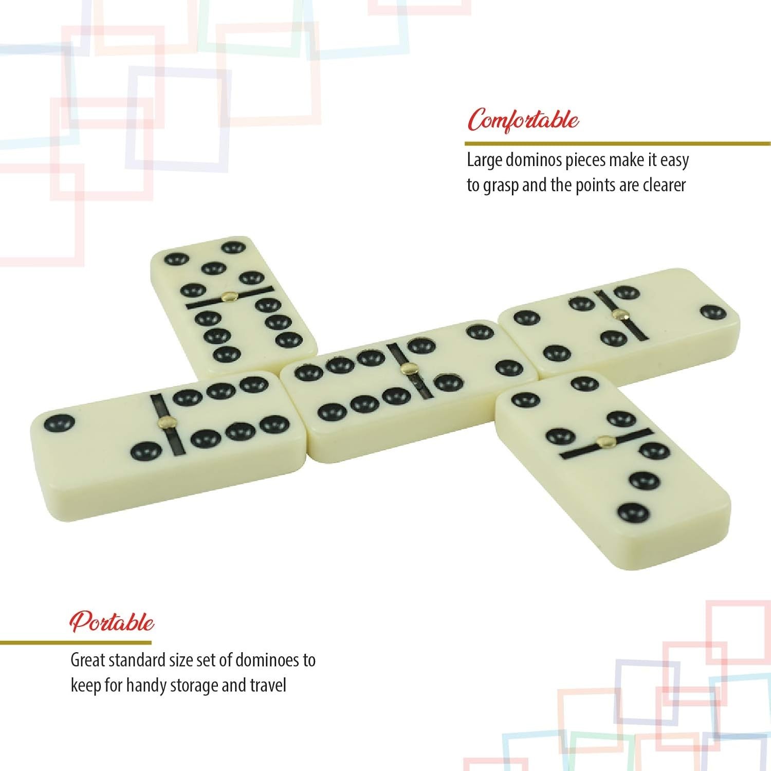 Dominoes Set, Classic 28-Piece Double Six Domino Set with Wooden Case, Famil…