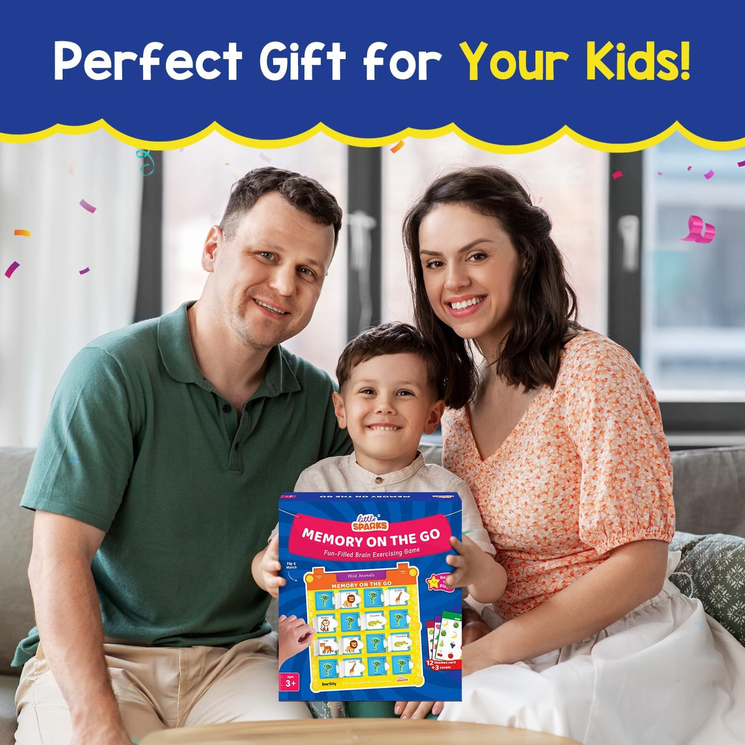 Memory Game for Kids Ages 3+ Years | Fun Matching Game – 12 Theme Cards & 3 Leve