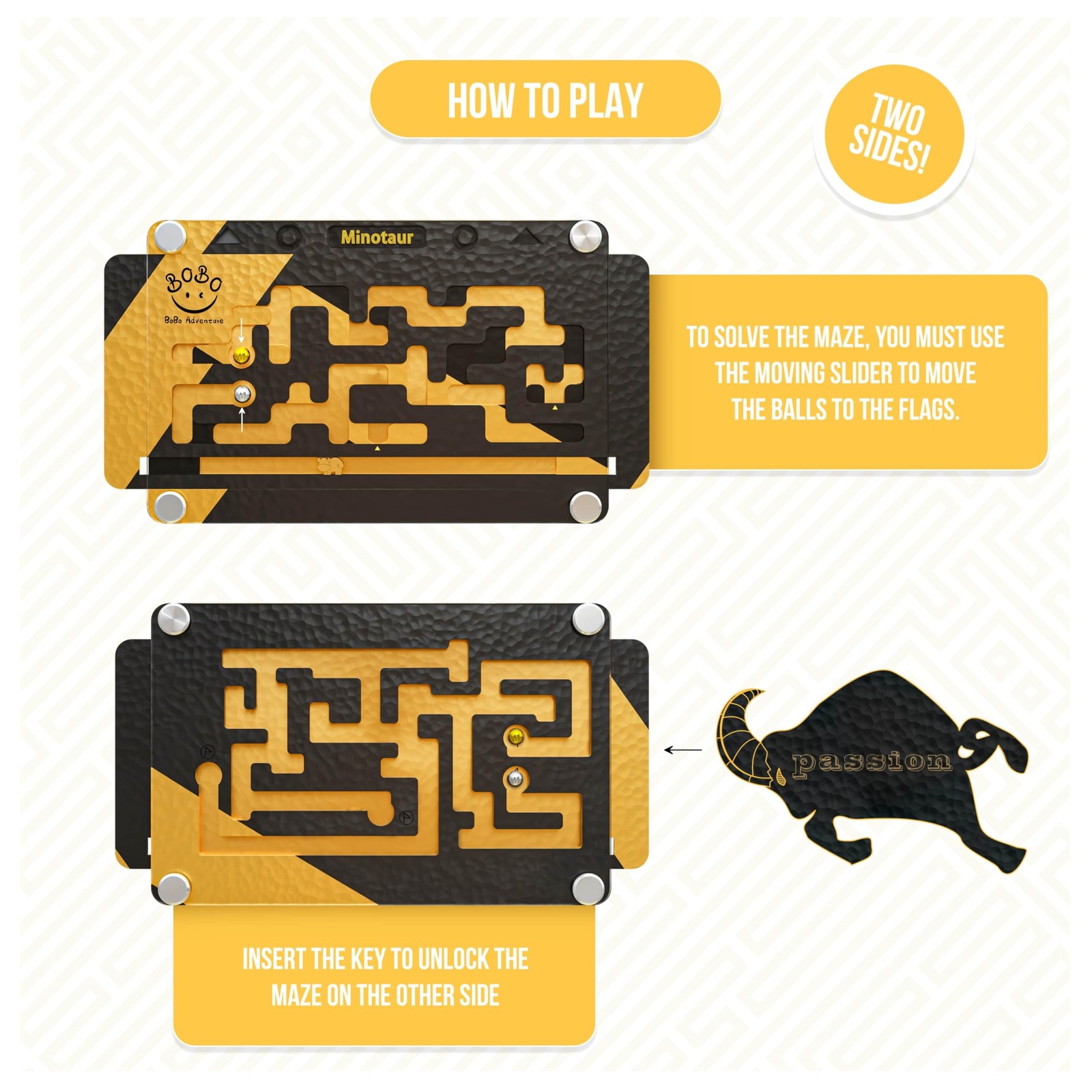 Wooden Labyrinth Board Game – 2-in-1 Double-Sided Marble Maze with 2 Balls & …