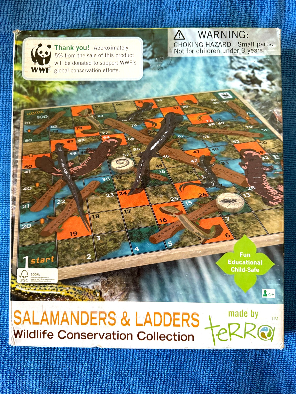 OOP SALAMANDERS (Snakes Chutes) AND LADDERS boardgame WOODEN BOARD game insects