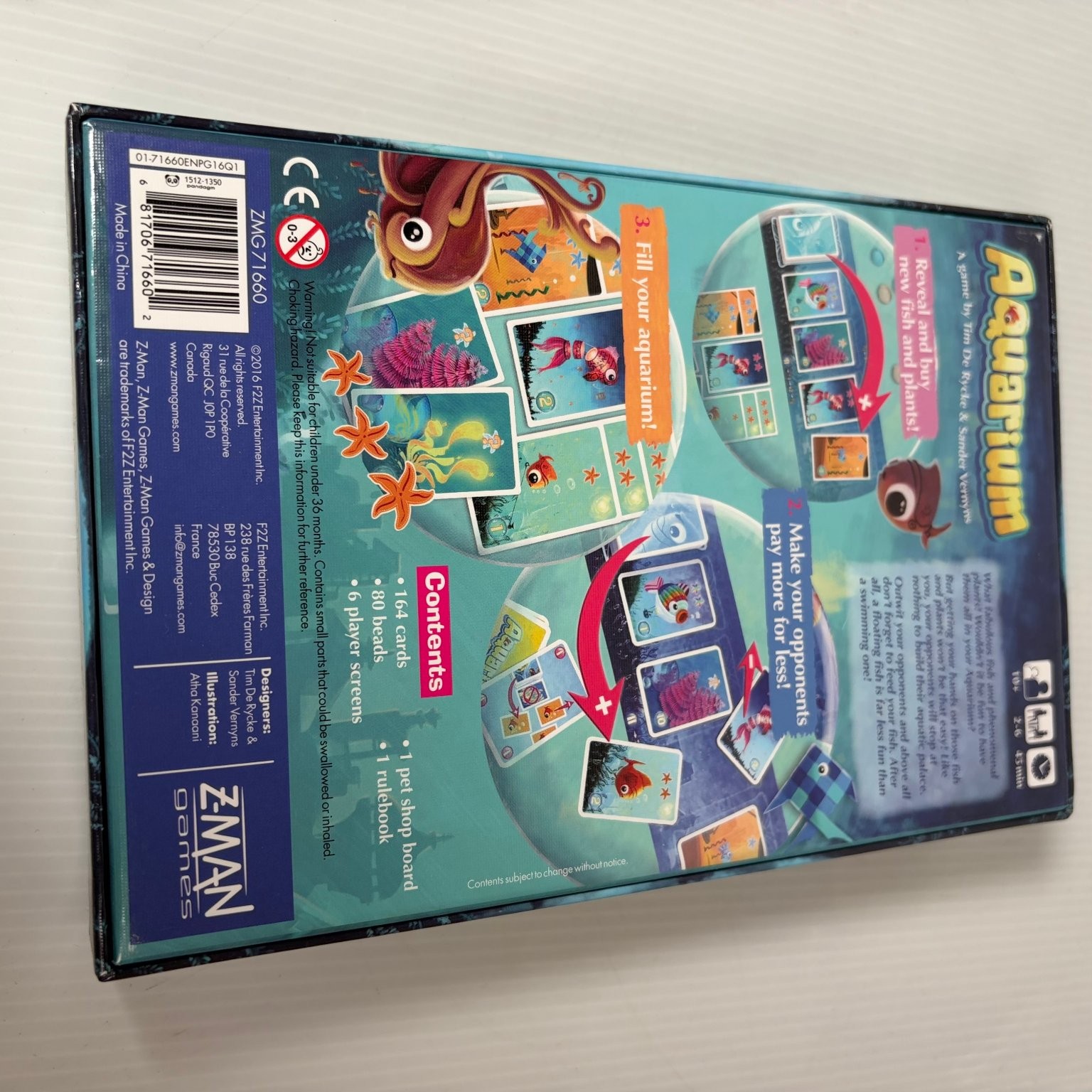 Aquarium Z-Man Games Board Game 2-6 Players Ages 10+ Cardboard 2016