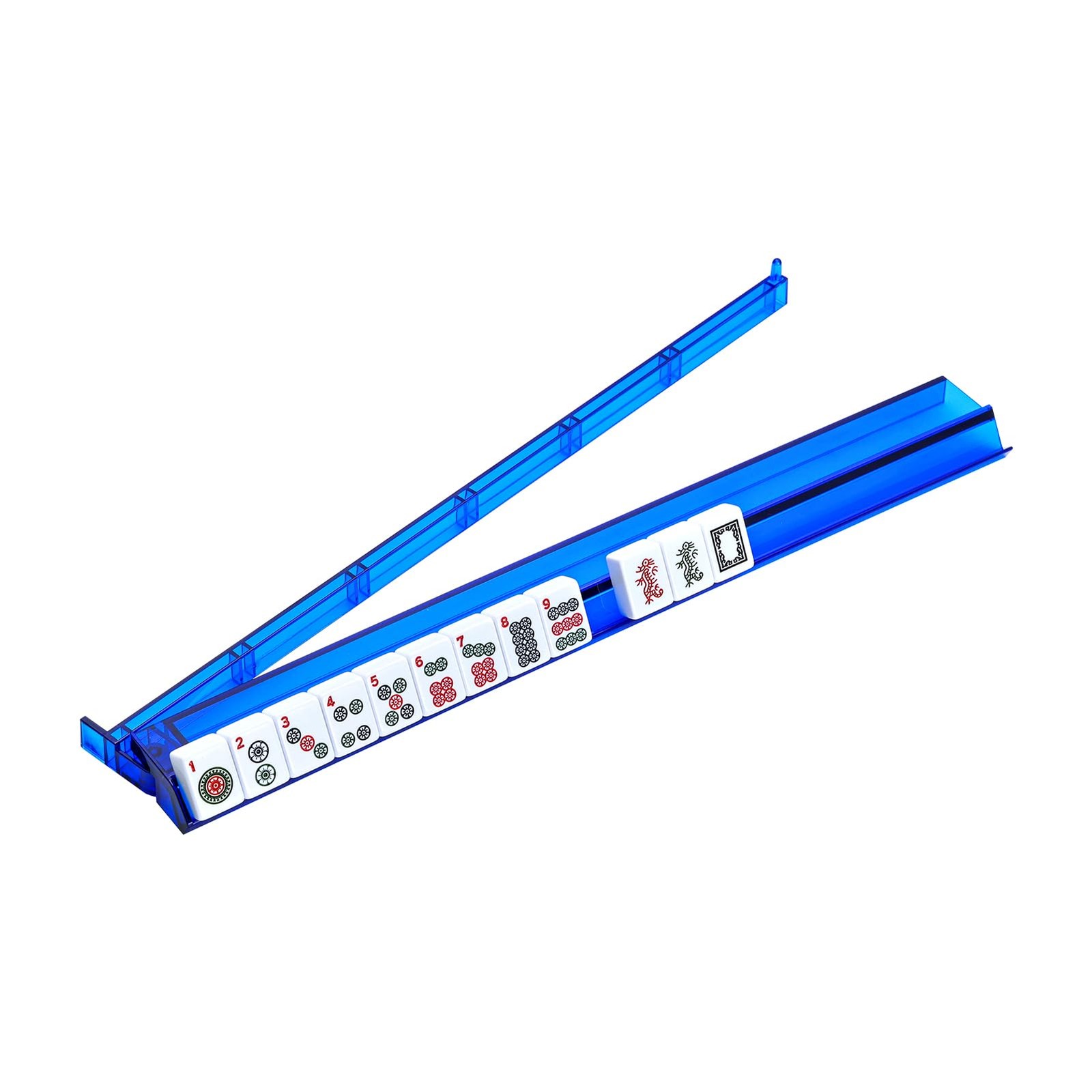 GUSTARIA Mahjong All-in-One Tile Rack & Pusher, Deep Blue Acrylic Mahjong Rac…
