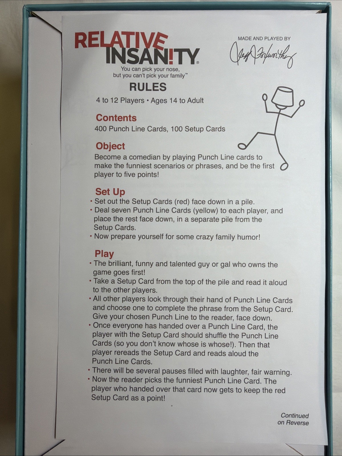 Relative Insanity Card Game PlayMonster Jeff Foxworthy Board Complete