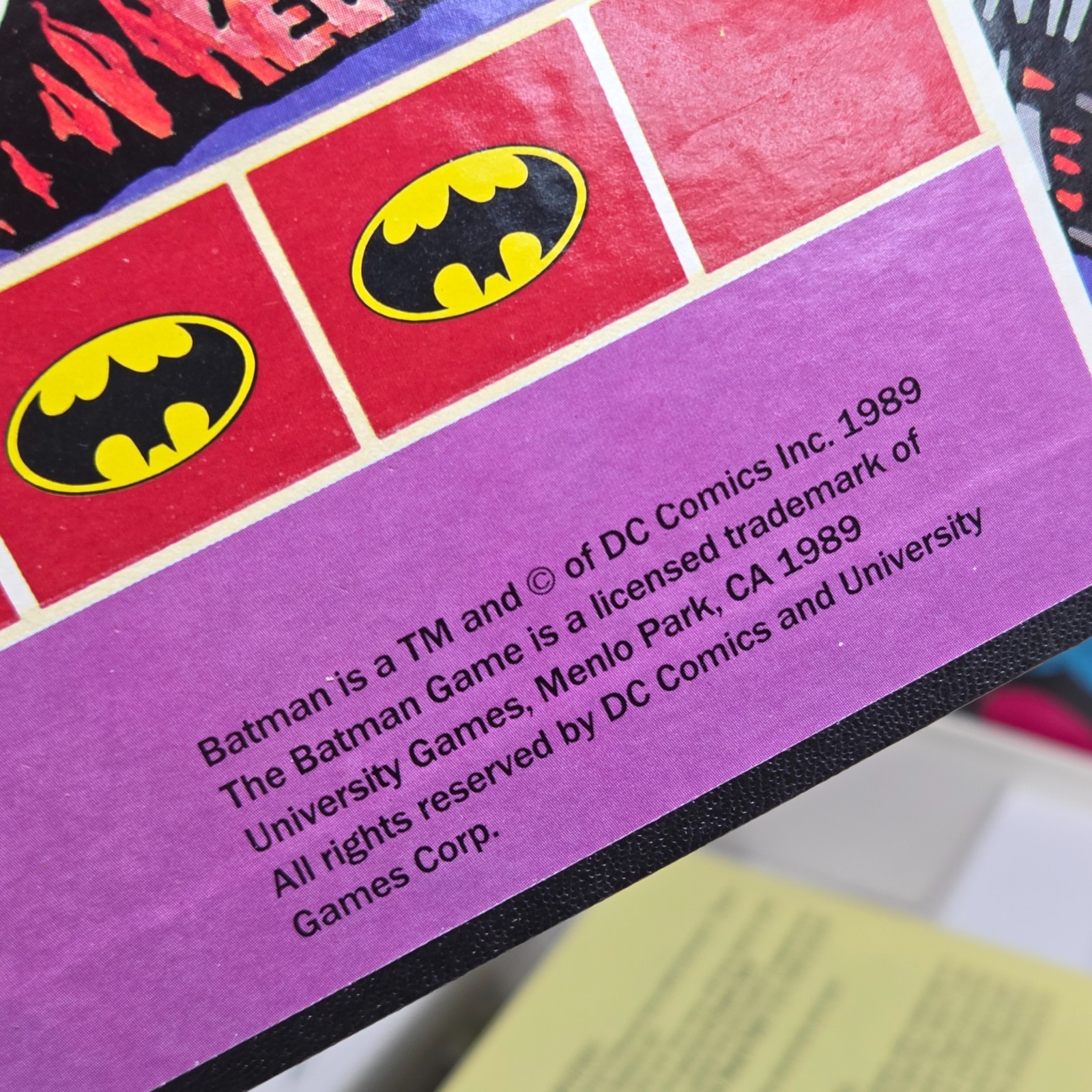 VINTAGE 1989 THE BATMAN GAME 50TH ANNIVERSARY BOARD GAME 100% COMPLETE DC COMICS
