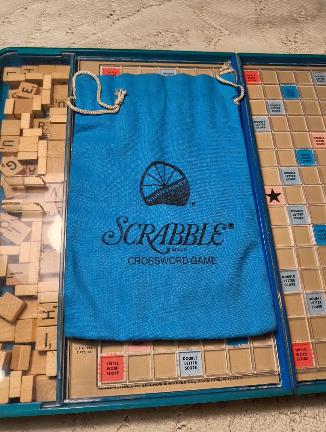 Vintage 1948 Deluxe Scrabble Selchow & Righter Crossword Board Game Folding Case