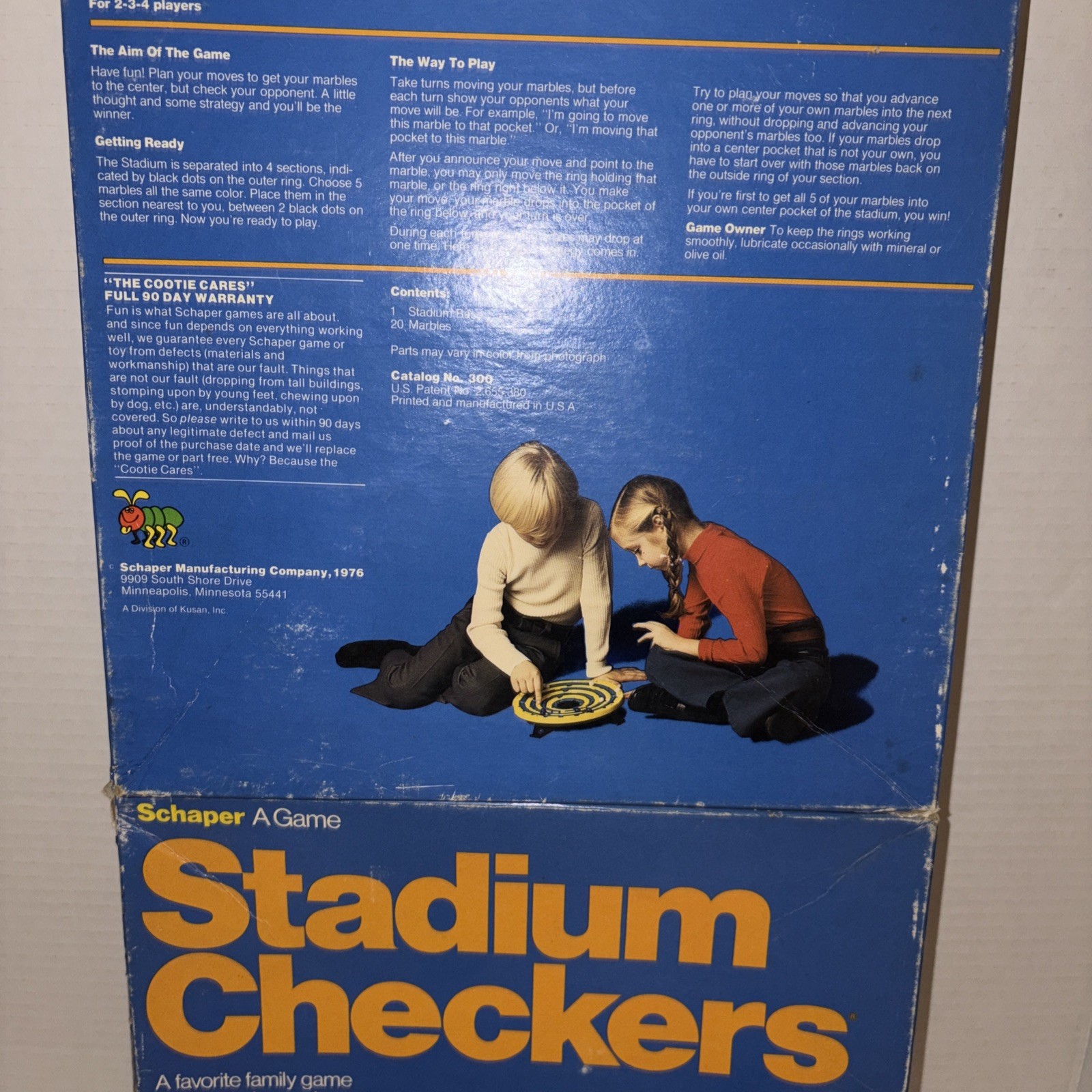 Vintage Schaper 1976 STADIUM CHECKERS. Missing 2 Red And 2 Green Marbles
