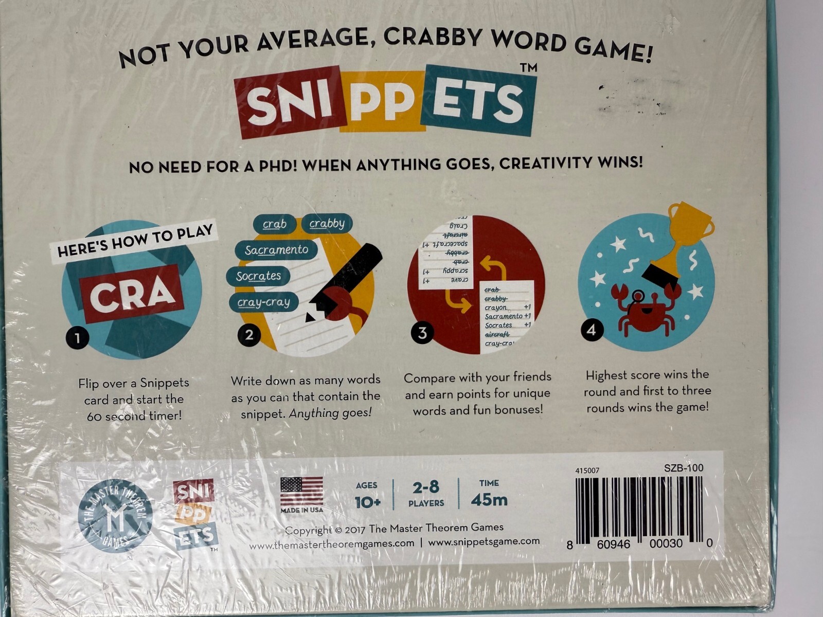 Snippets – The Fast Paced, Anything Goes Word Game, Board Game Brand New