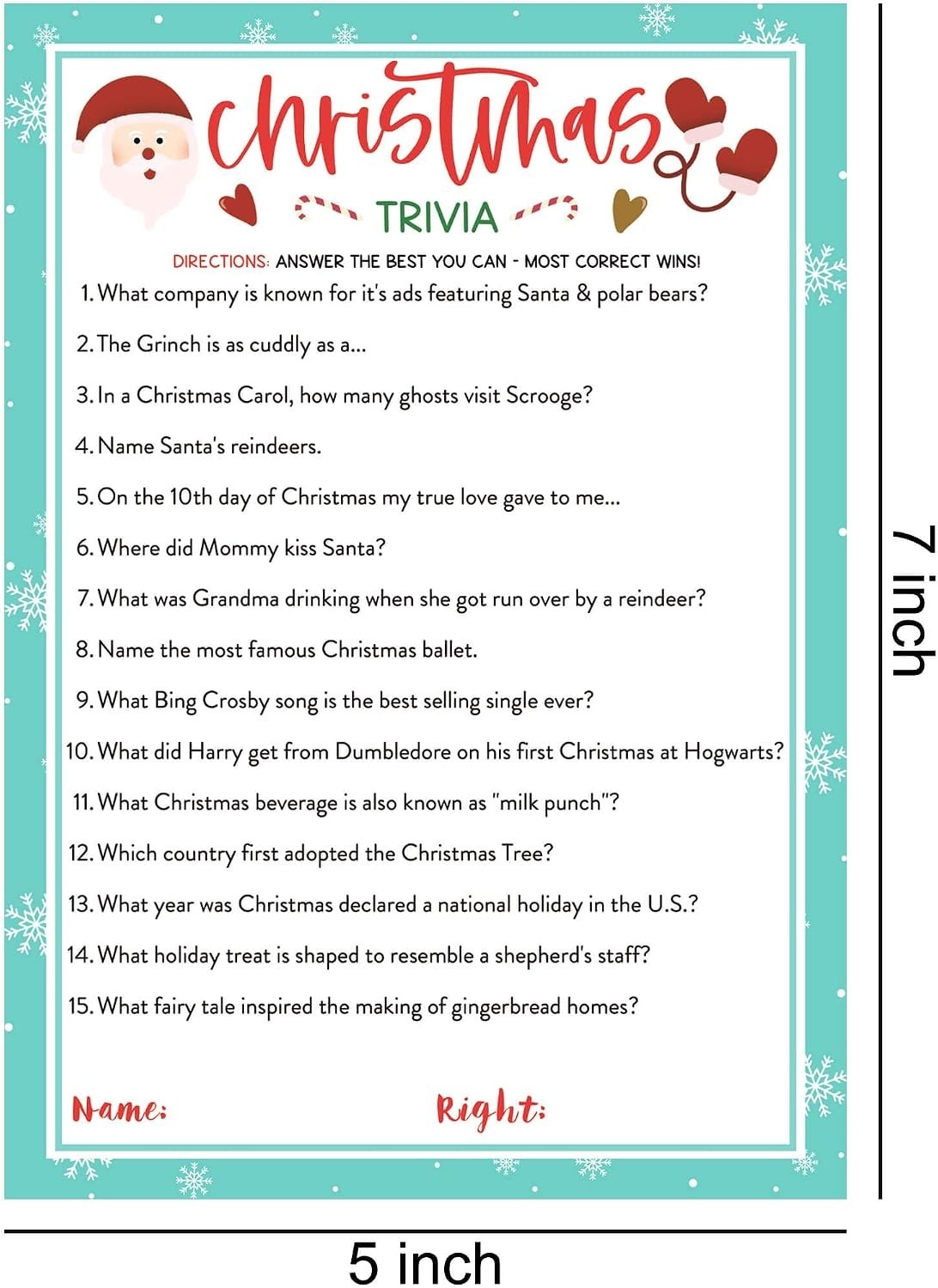 Christmas Trivia Game Cards 63 Pcs Guessing Activity 3 Themes