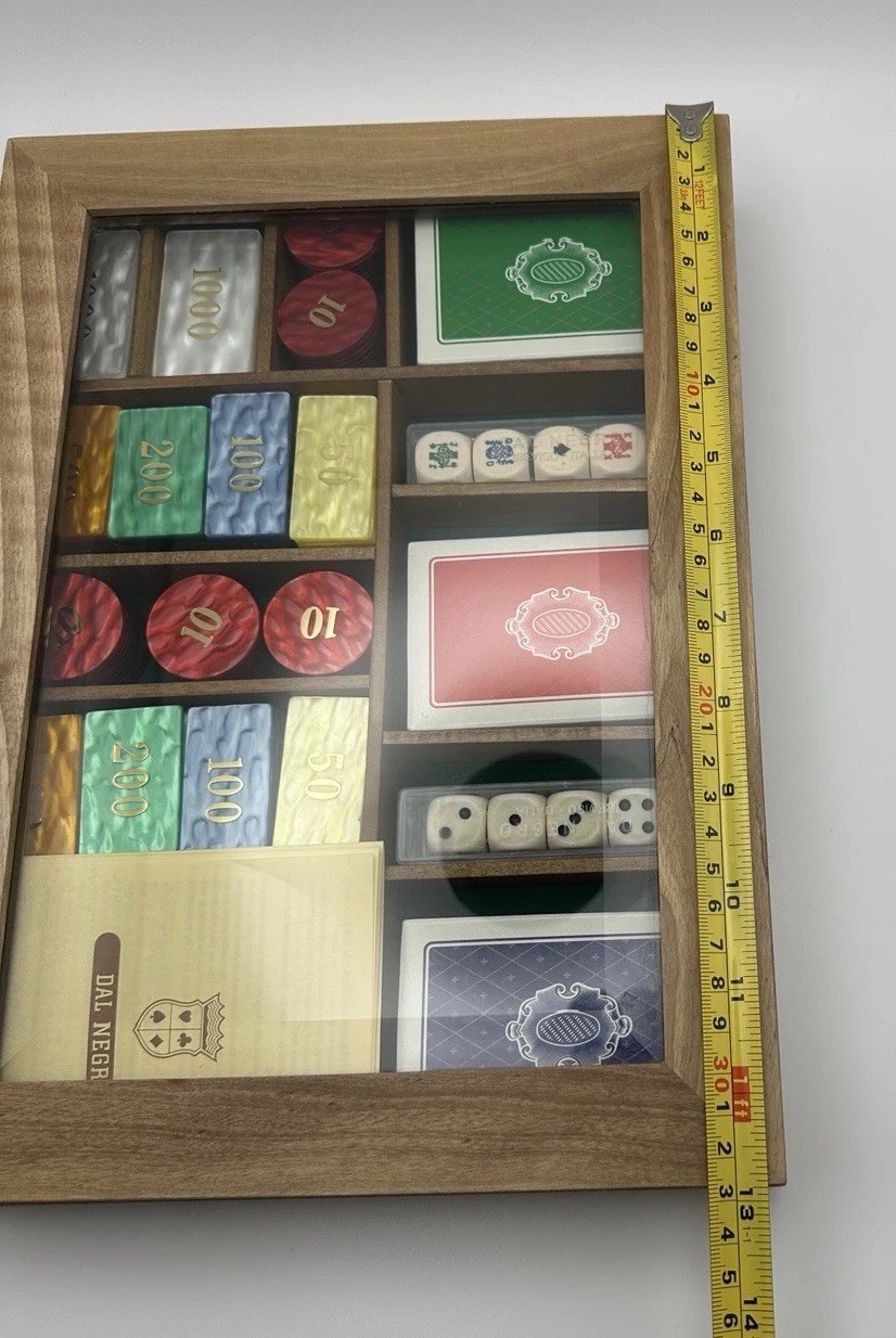 Vintage Dal Negro Italian luxury Gaming Set|Walnut Wood Case | Unopened Decks