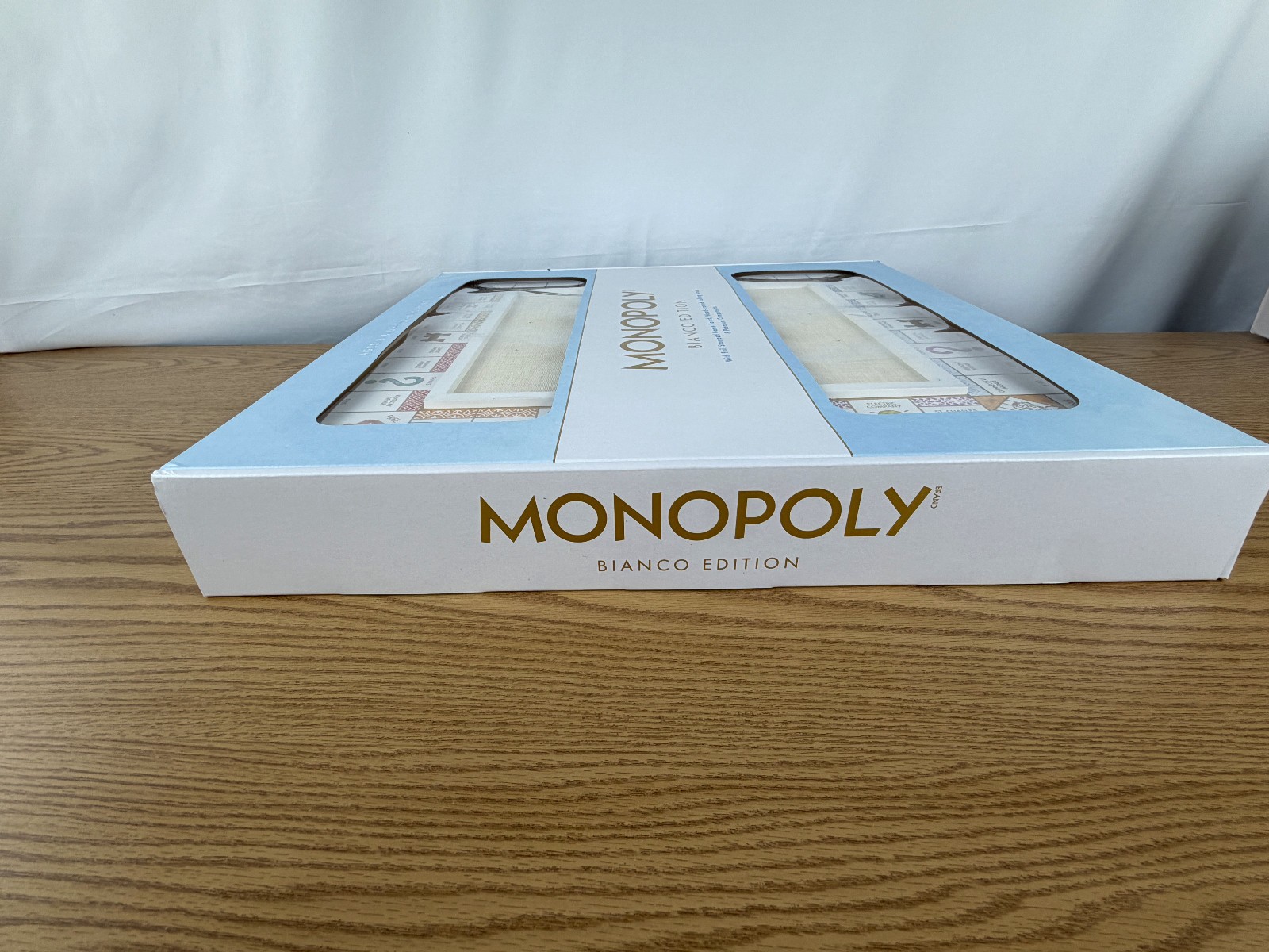 WS Game Co Monopoly Bianco Edition with Foil-Stamped Wood Game Board Open Box