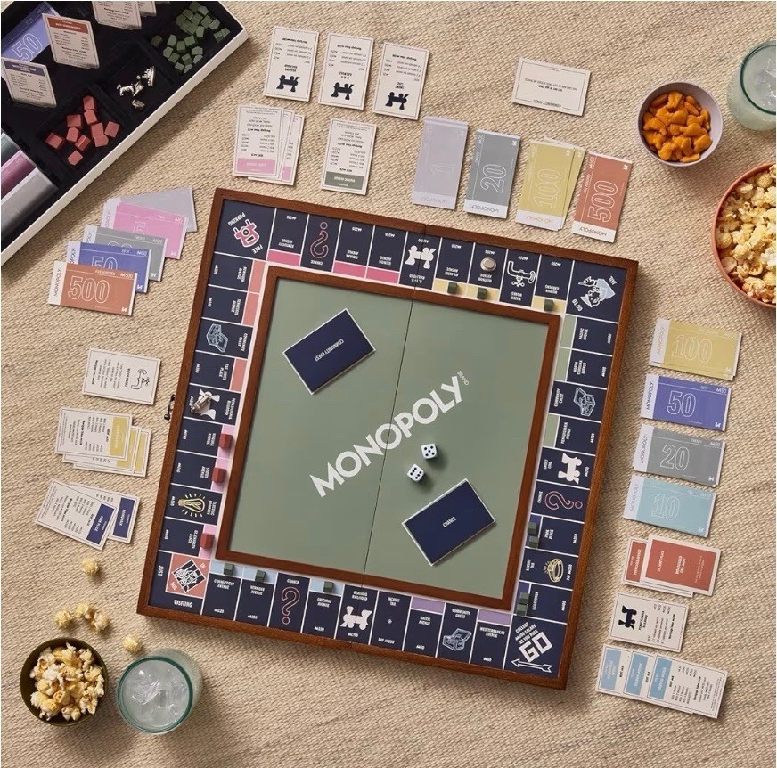 Monopoly Grand Edition Board Game Wood Frame Premium Components Complete Set