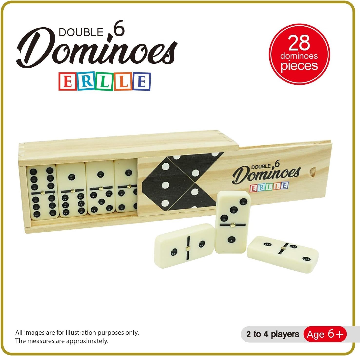 Dominoes Set, Classic 28-Piece Double Six Domino Set with Wooden Case, Famil…