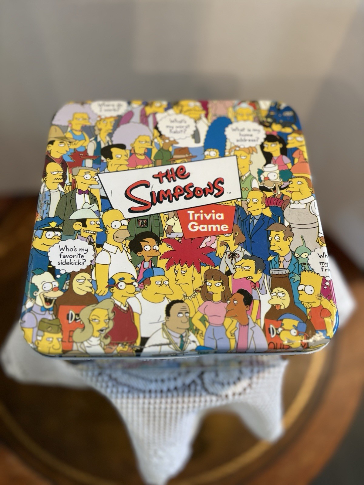 The Simpsons Trivia Game Tin Box with Character Cards Movie & TV Theme.Collector