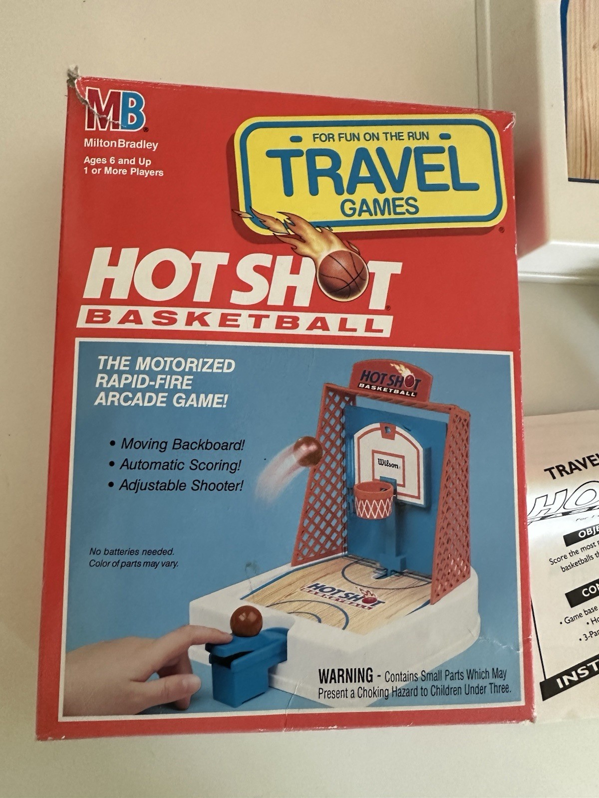 Vintage HOT SHOT BASKETBALL Travel Version (Milton-Bradley ~ 1992)- 1 Basketball