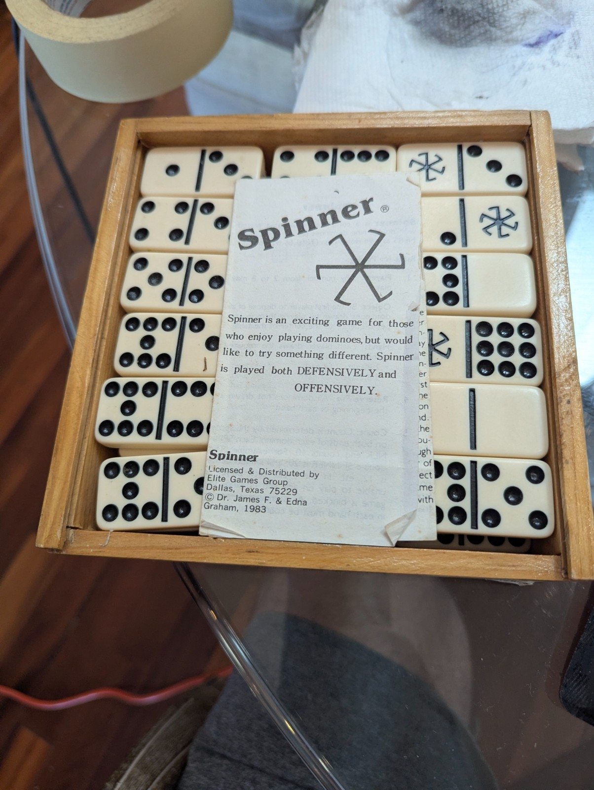 SPINNER DELUXE Edition Double Nine Dominoes 100% COMPLETE 1983 VINTAGE