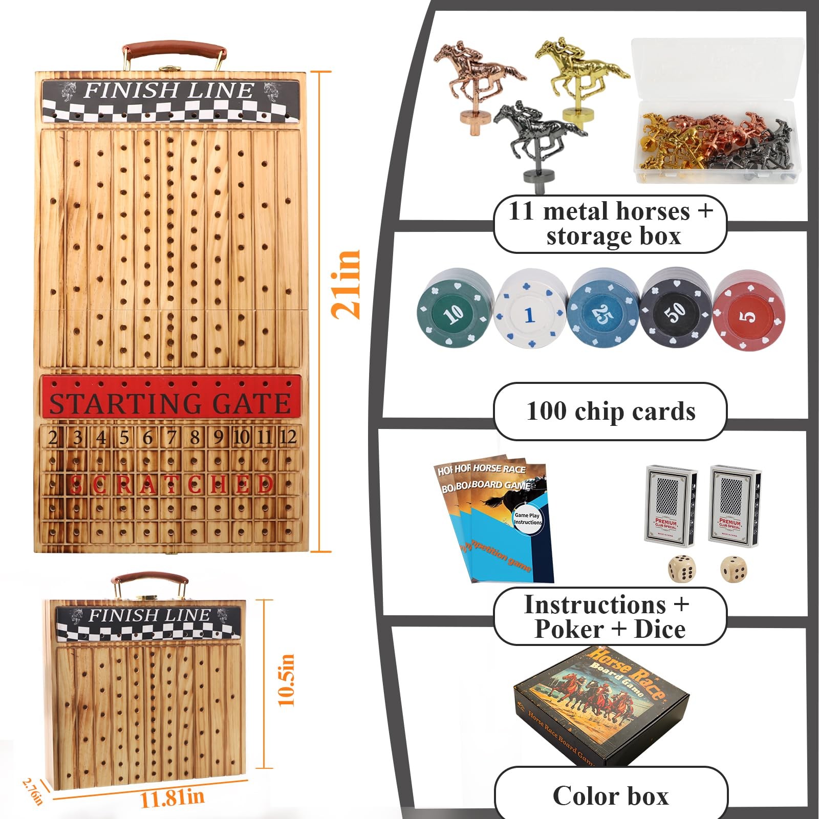 Luxury Horse Race Board Game Foldable Horse Racing Game with Cards and Dice，…