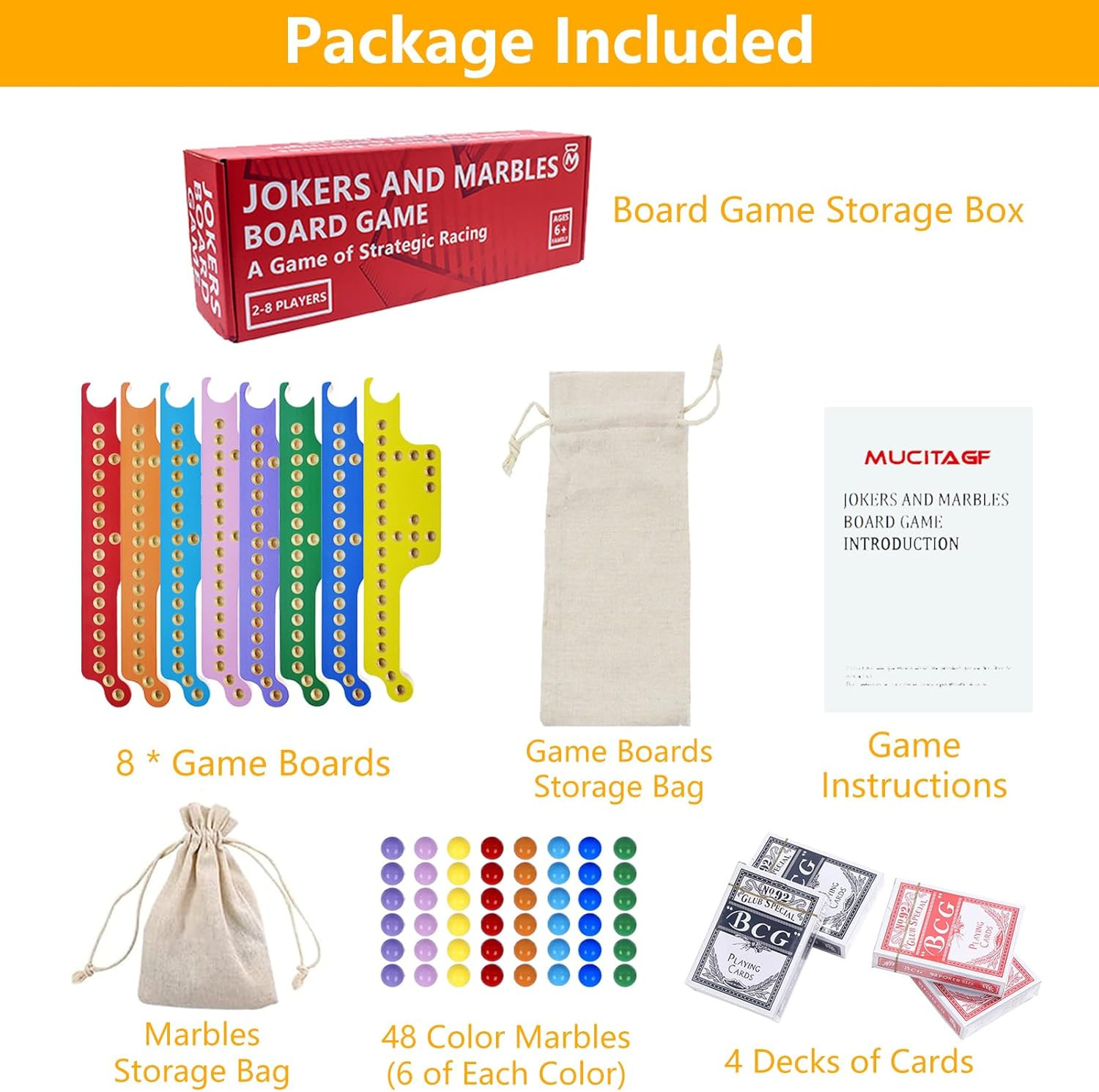 Jokers and Marbles Board Game – Solid Wood Pegs and Jokers Board Game Set for 2-