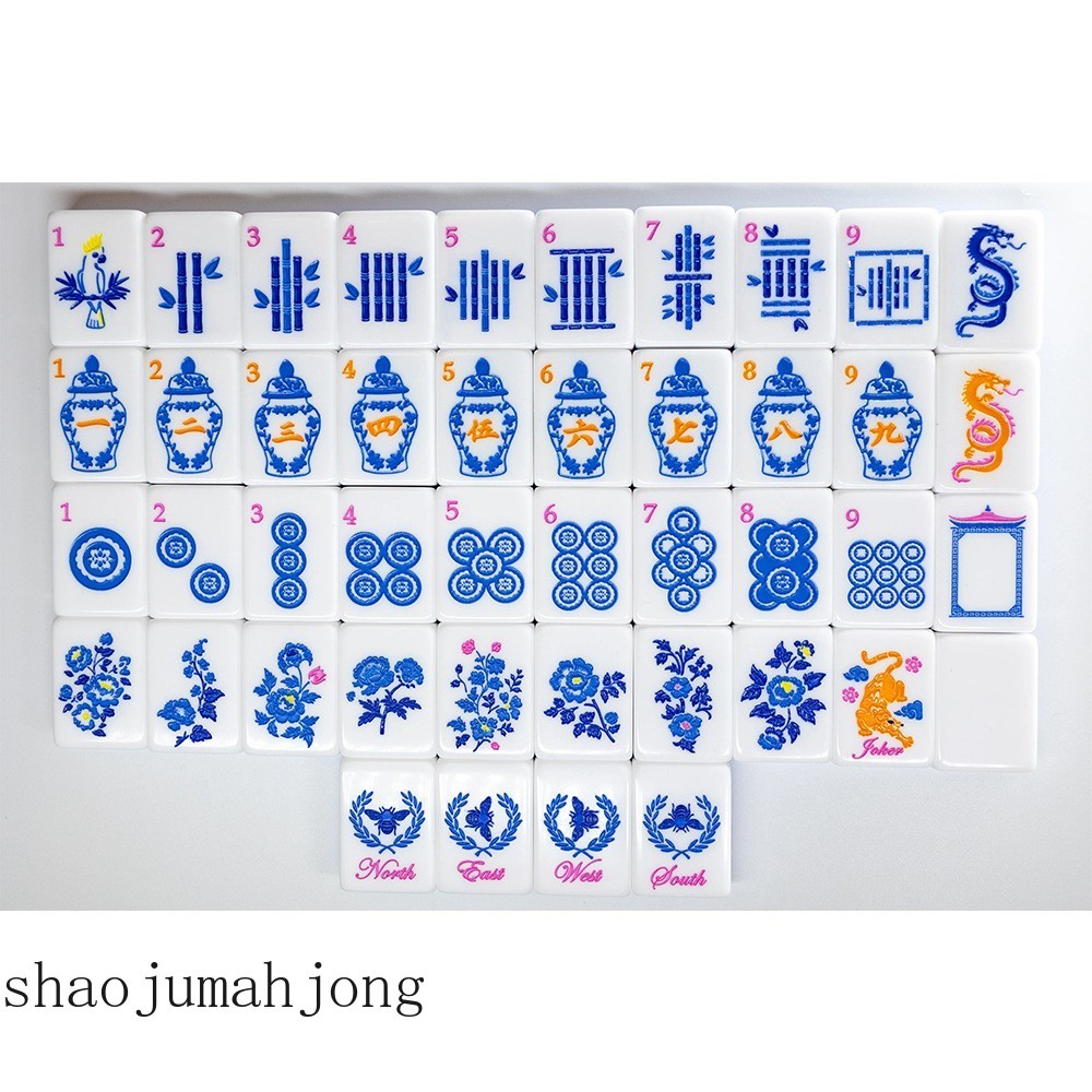 NEW! Vibrant Layered Mahjong Tiles – Full American Set 160Tiles – Blue and White