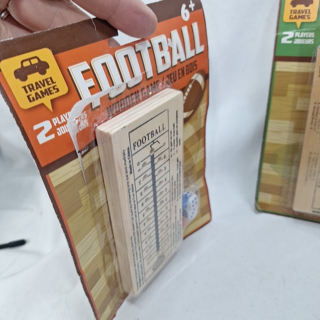 3 New Wooden Travel Games Football – Golf – Basketball 2 Players Wooden Peg Dice