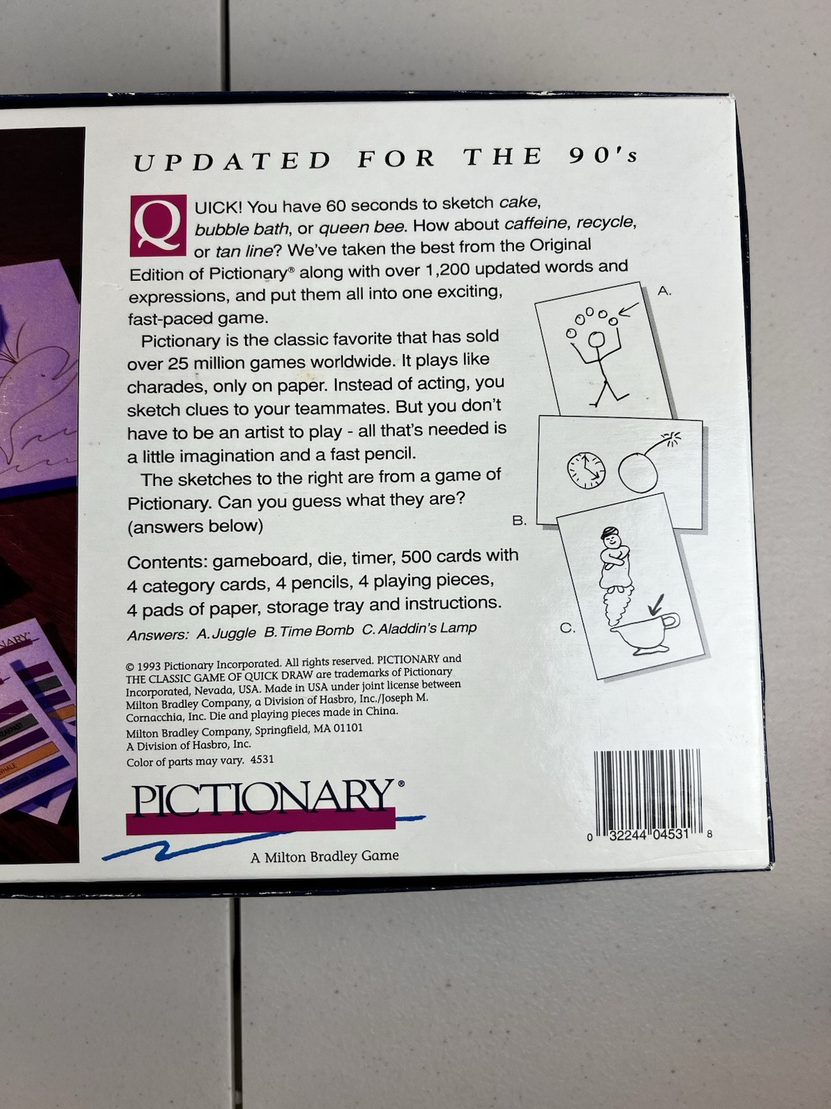 Vintage PICTIONARY 1993 Classic Board Game of Quick Draw Ships Complete