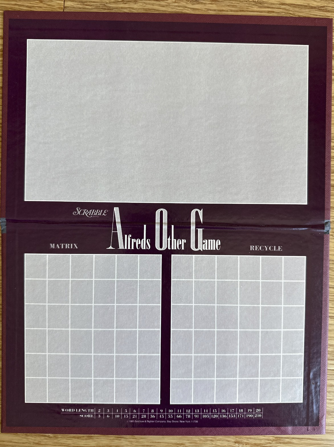 Vintage ALFREDS OTHER GAME Scrabble Selchow & Righter 1985 COMPLETE