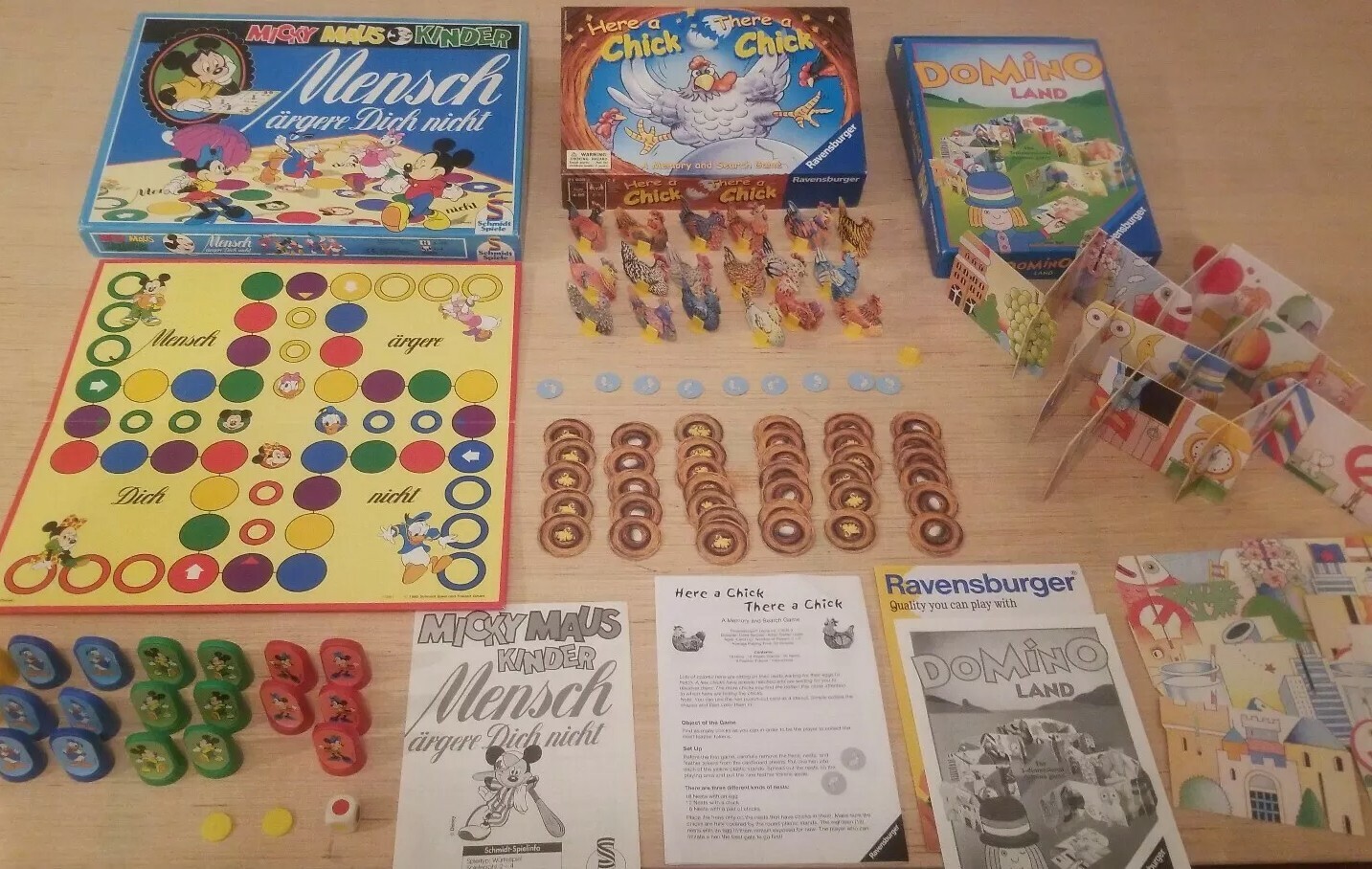 Vtg Board Game Lot 3 Ravensburger Schmidt Spiele Disney Mickey Mouse Domino Land