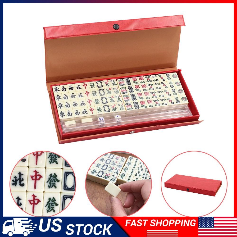Vintage Chinese Mahjong Traditional Set 146 Tiles Mah-Jong Game Set W/ Case Box