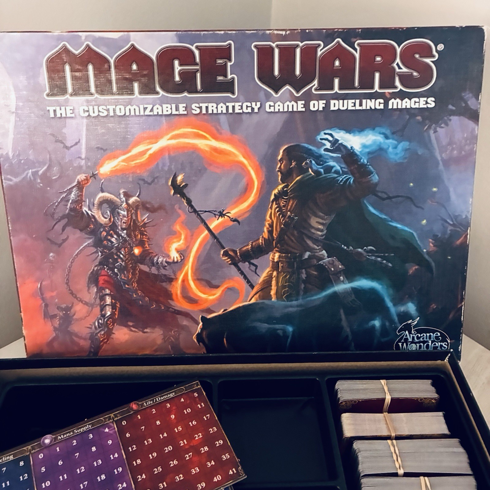 Mage Wars Dueling Mages Strategy Game Core Set Complete + Extras Arcane Wonders