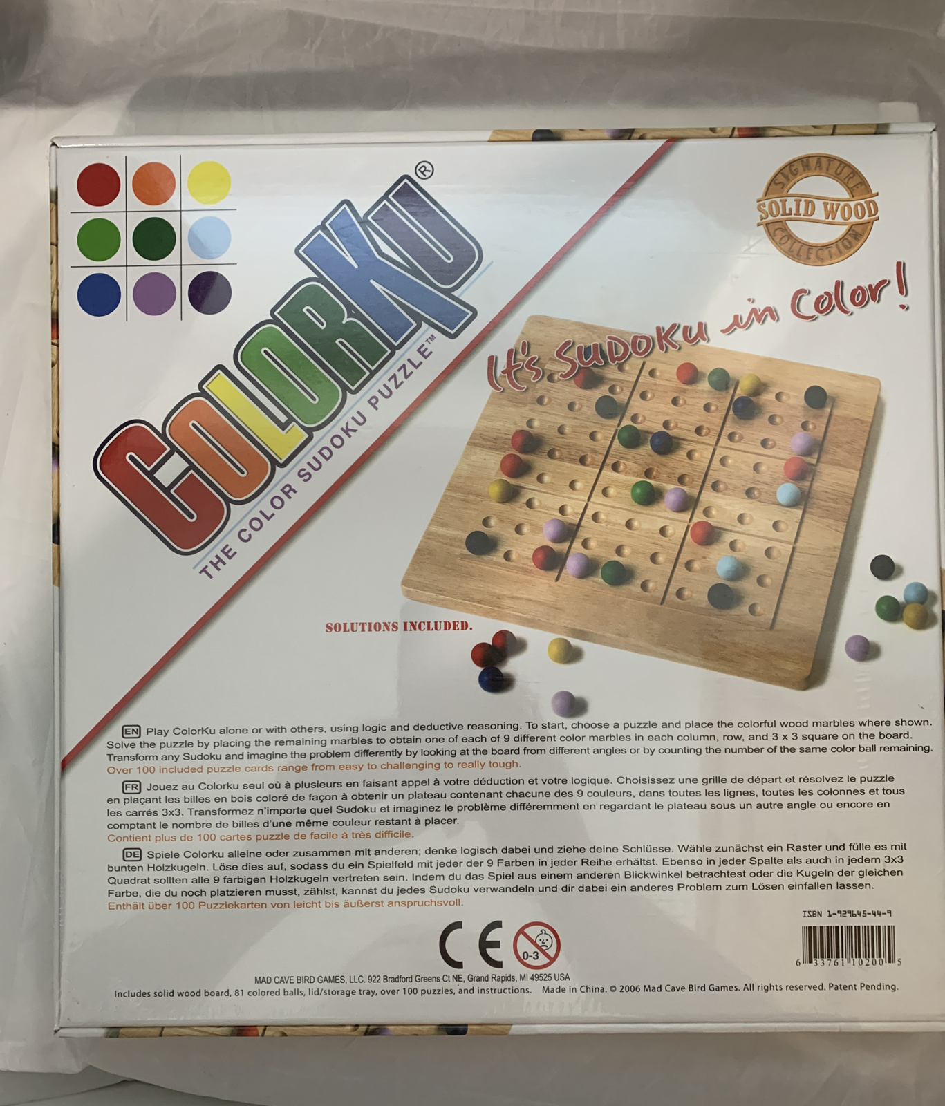 Tic Tac Ku COLORKU Game Color Sudoku Puzzle Solid Wood