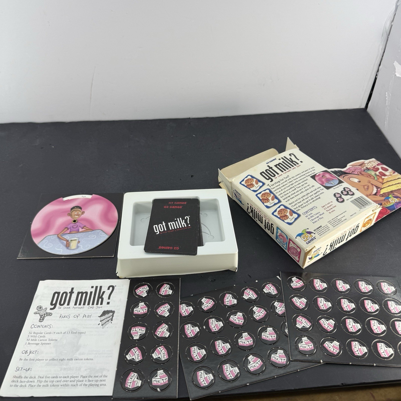 Got Milk? Snack Matching Card Game G2 Games 2001 Complete Milk Processor Board