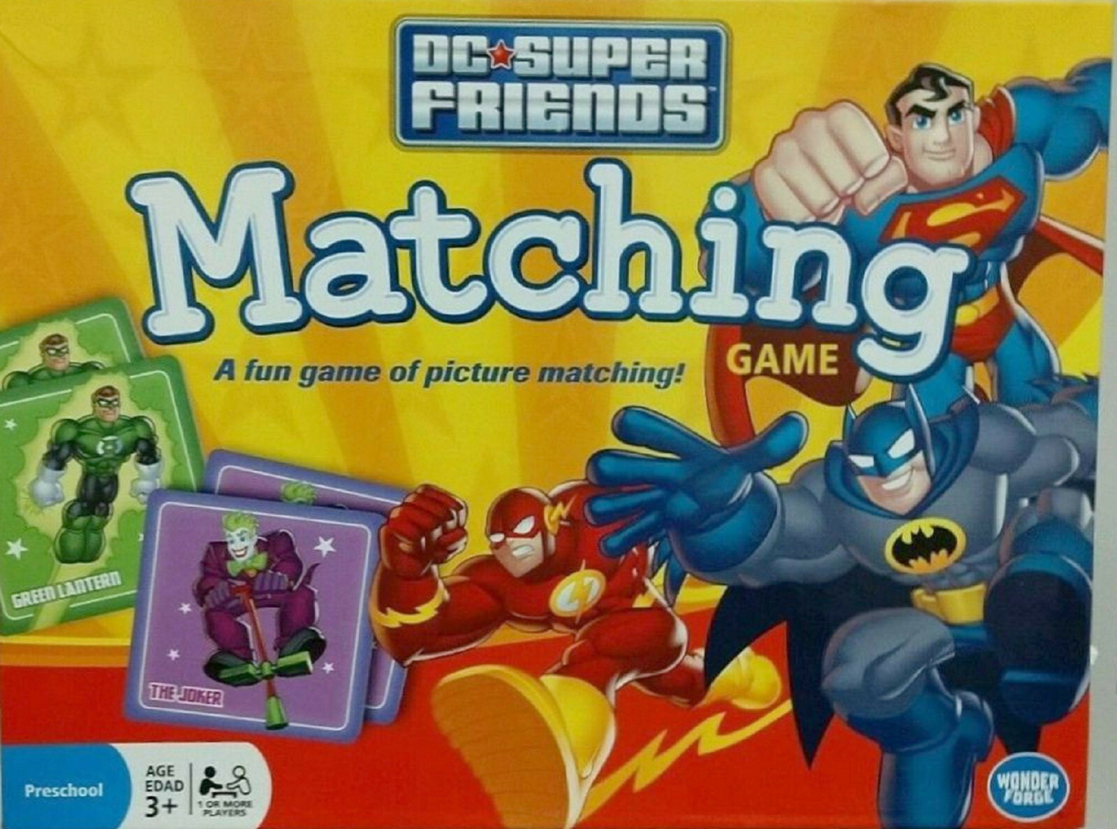 NEW Super Friends MATCHING GAME 3+ Preschool – 72 pictures tiles w/Instr $8Ship