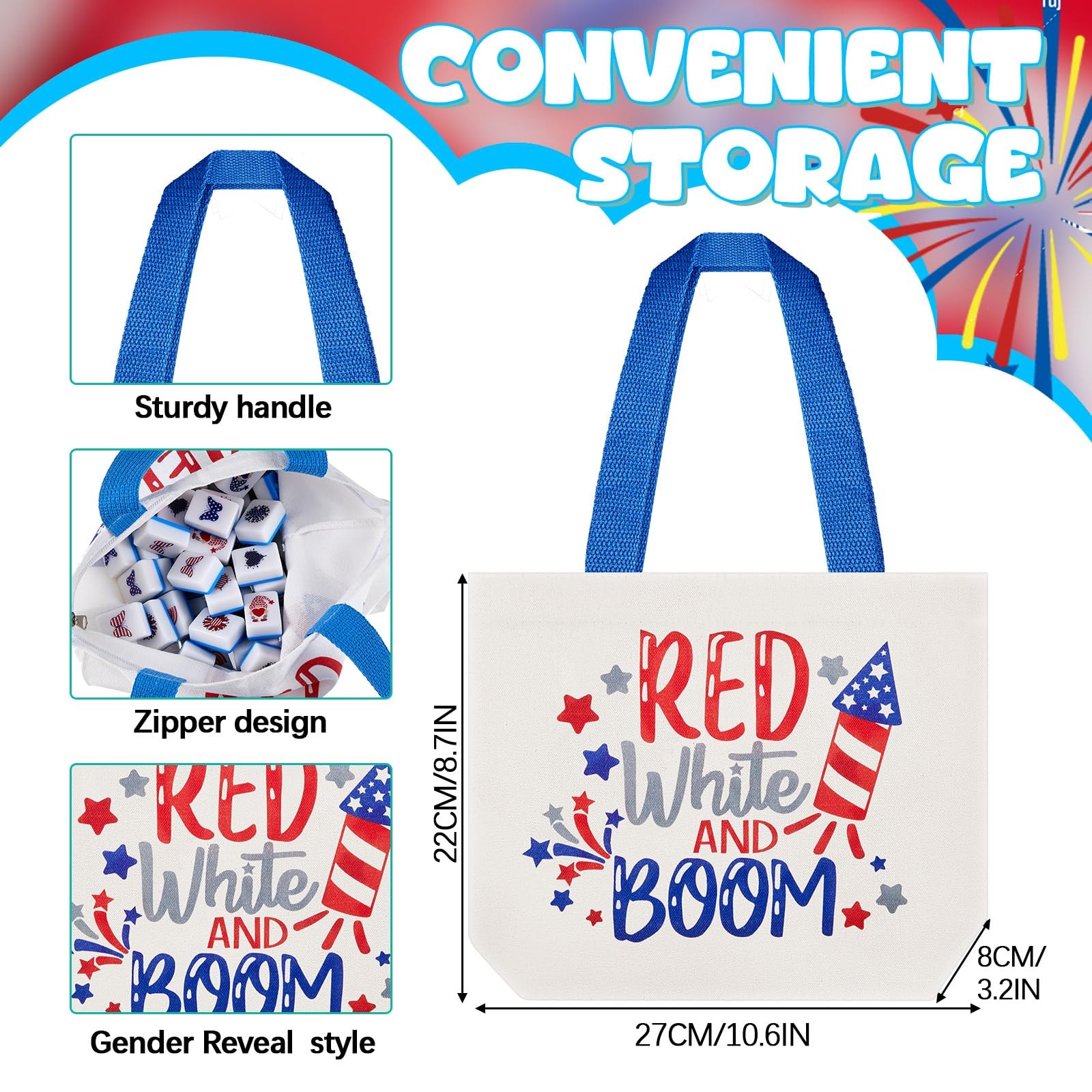 Hollowfly 2 Player Patriotic Mahjong Block Set Storage Bags 65 Tiles 30 Mm 4Th