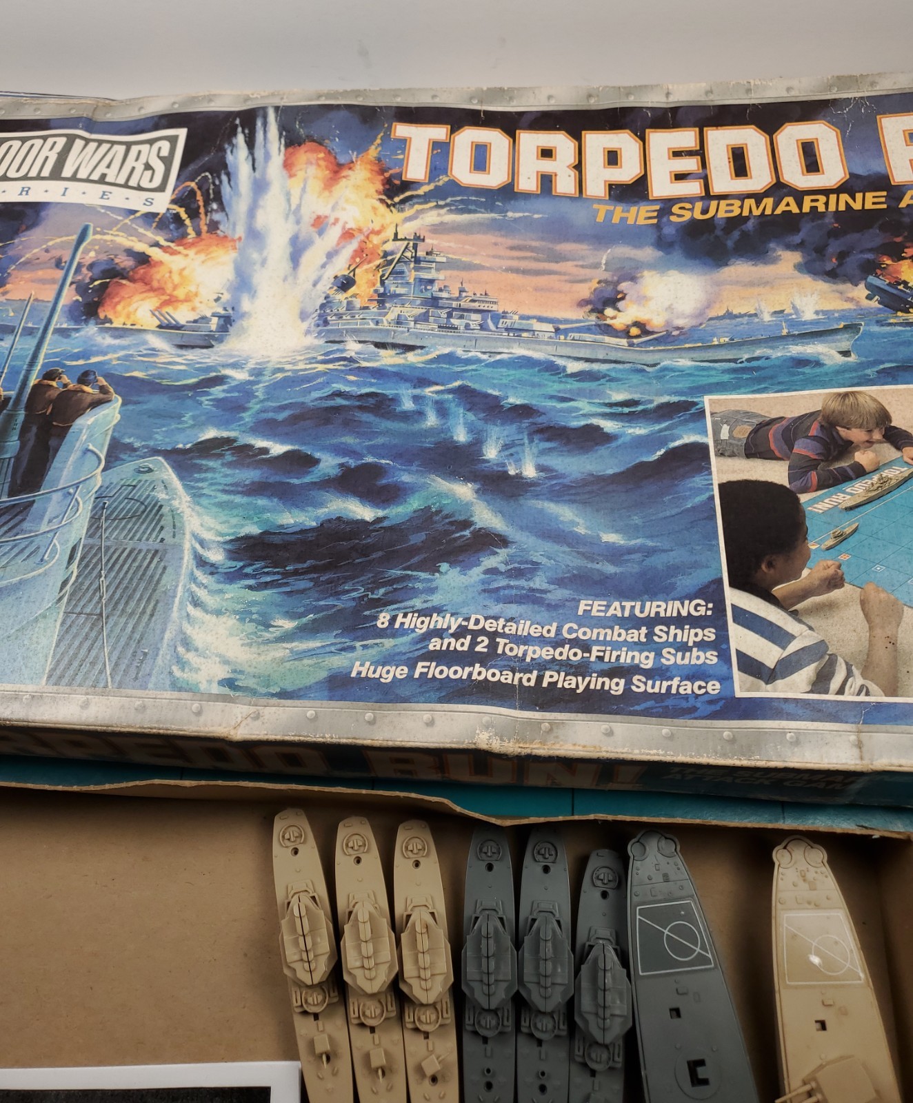 Torpedo Run Board Game Floor Wars Complete Milton Bradley 1986 G+