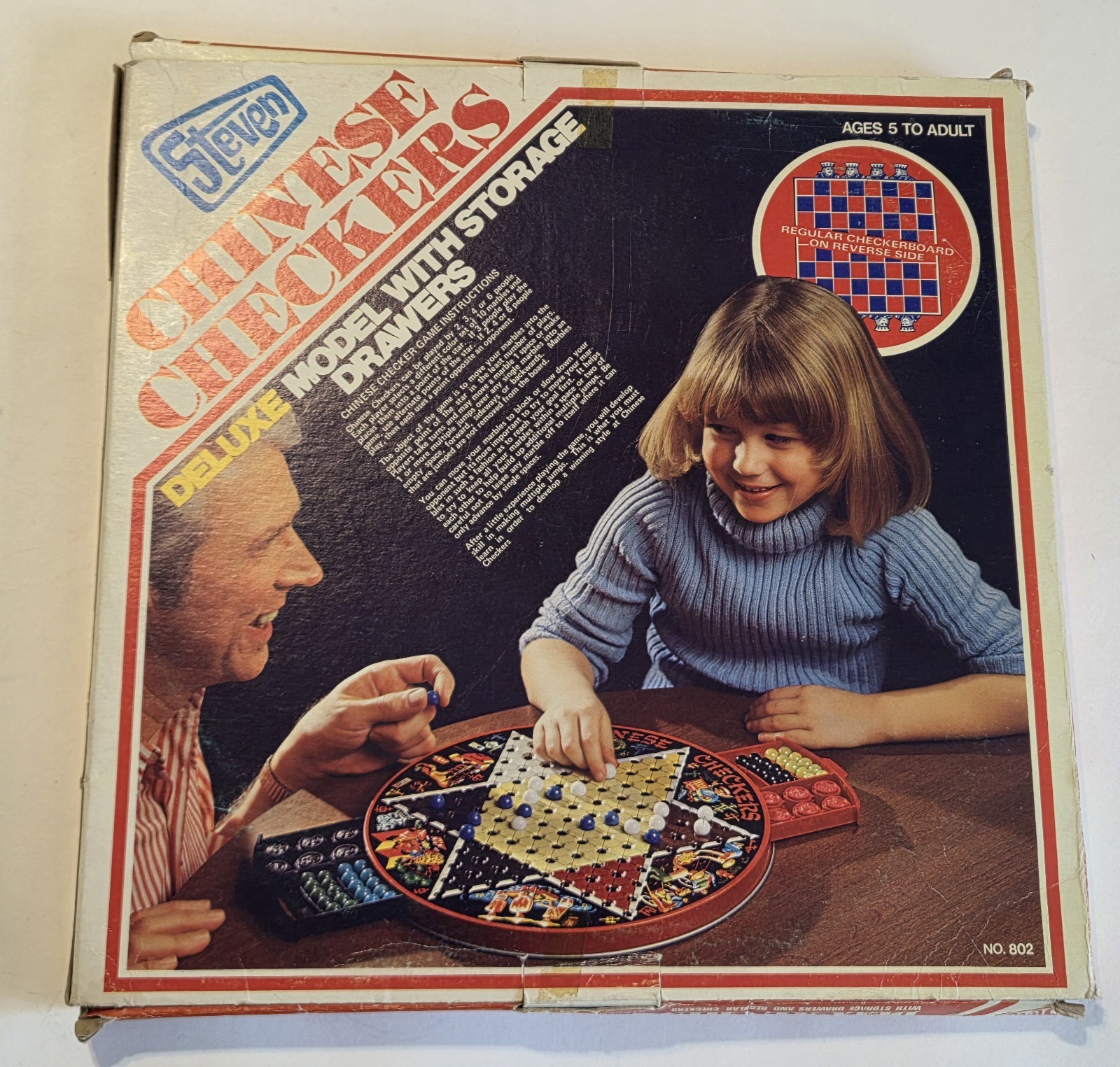 Vintage 1977 Chinese Checkers & Regular Checkers Deluxe Tin Board Game by Steven
