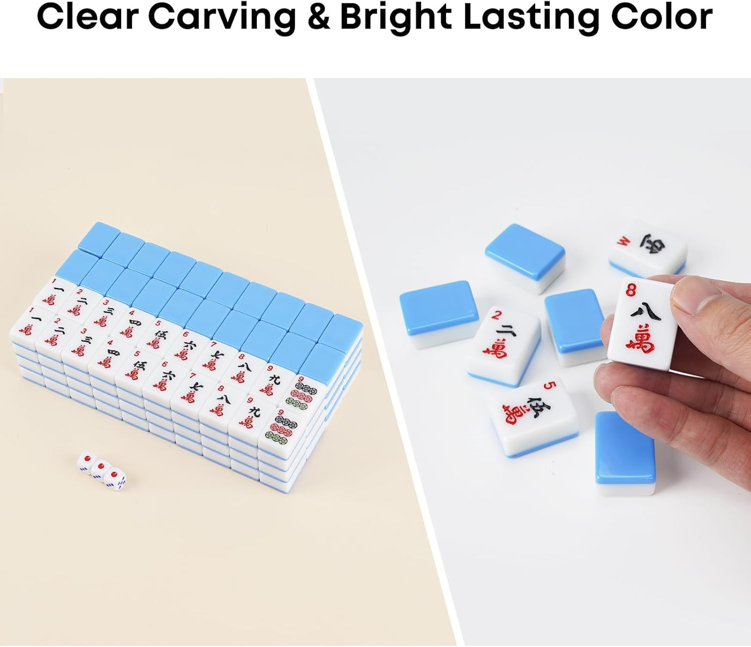 American Mahjong Tile Set, 166 Pcs 1.2″ Mahjong Tiles with 3 Dices 1 Instruction