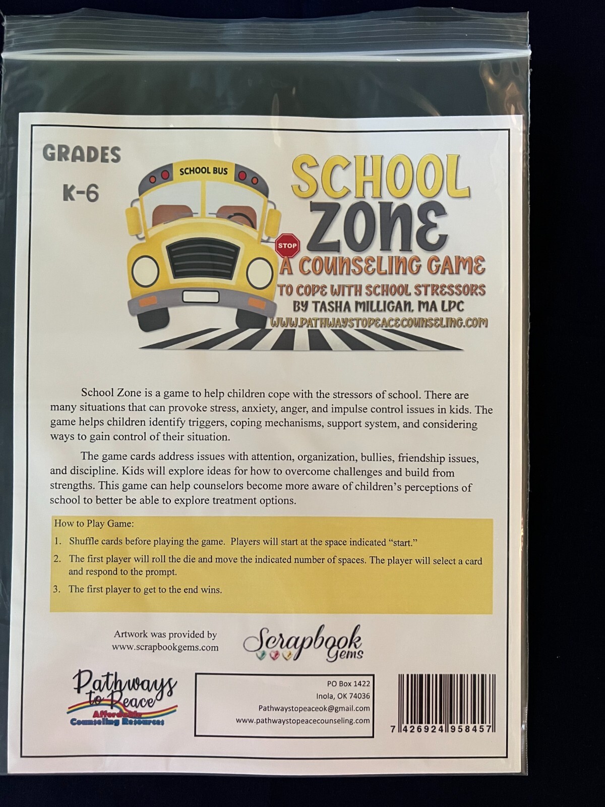 School Zone: A Counseling Game to Cope with School Stressors