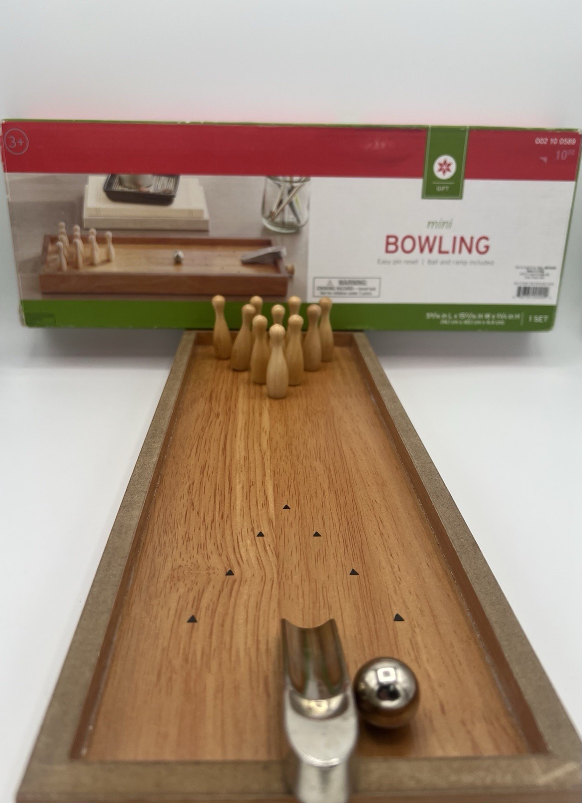 Mini Bowling Family Game Set Easy Pin Reset In Box – Desktop – Travel Size