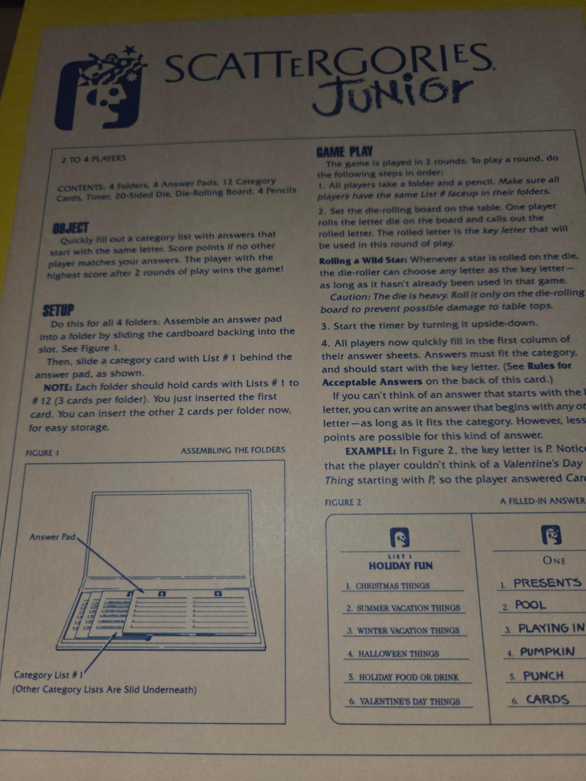 Scattergories Jr Milton Bradley 1989 (Complete) VG Condition, Free Shipping