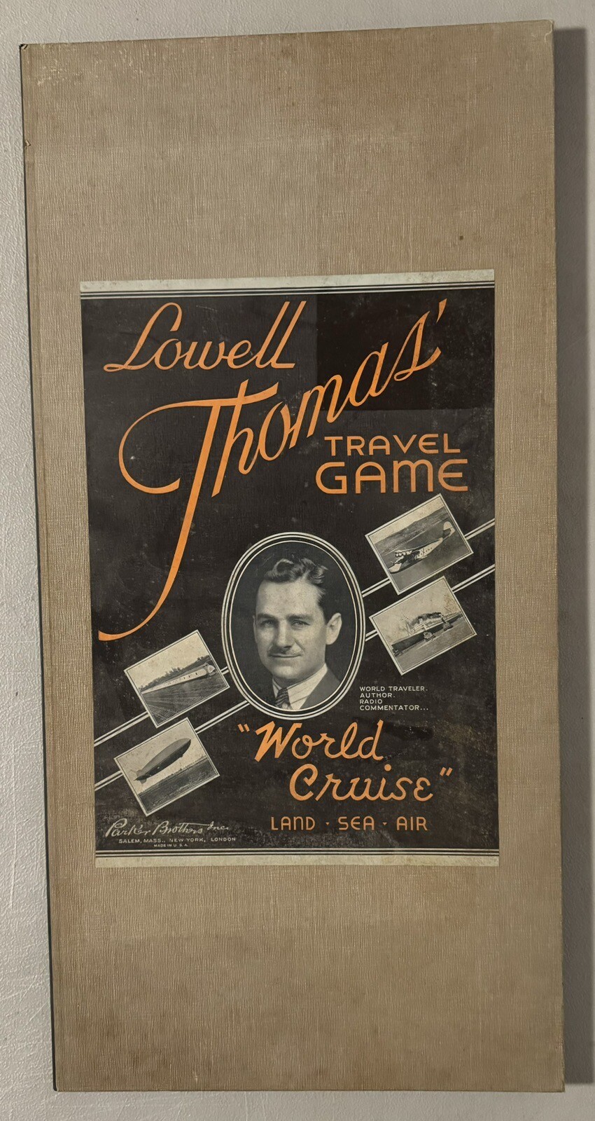 RARE Lowell Thomas Travel Game World Cruise 1937 Parker Bros. GAME BOARD ONLY